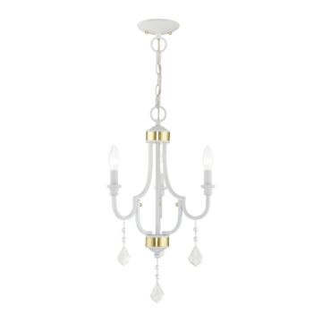 Glendale 3-Light Mini Chandelier in White w with Polished Brasss