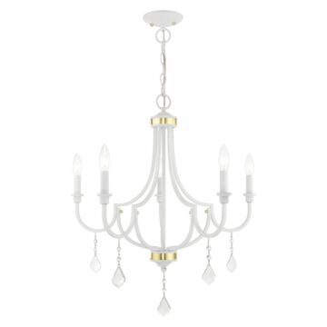 Glendale 5-Light Chandelier in White w with Polished Brasss