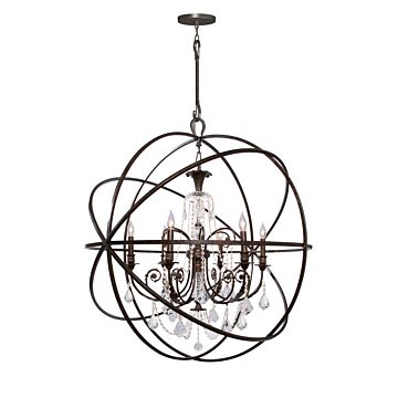 Solaris Six Light Chandelier in English Bronze by Crystorama