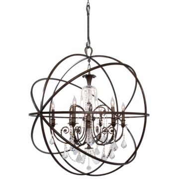 Solaris Six Light Chandelier in English Bronze by Crystorama
