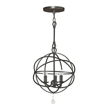 Solaris Three Light Mini Chandelier in English Bronze by Crystorama