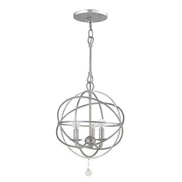 Solaris Three Light Mini Chandelier in Olde Silver by Crystorama