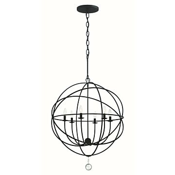 Solaris Six Light Chandelier in Black by Crystorama