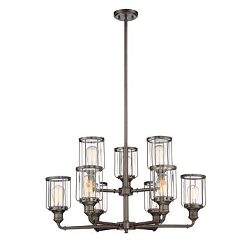 Anson 9-Light Chandelier in Satin Copper Bronze