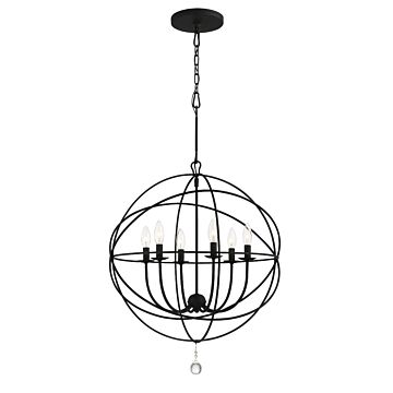 Solaris Six Light Chandelier in Black by Crystorama