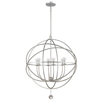 Solaris Six Light Chandelier in Olde Silver by Crystorama