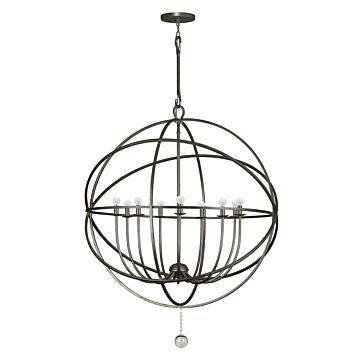 Solaris Nine Light Chandelier in English Bronze by Crystorama