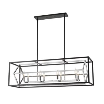 Euclid  Linear Chandelier in Chrome   Matte Black by Z-Lite