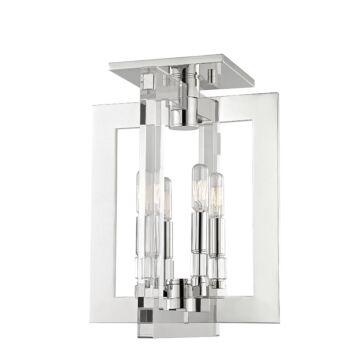 Wellington Four Light Flush Mount in Polished Nickel by Hudson Valley