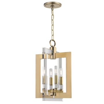 Wellington Four Light Pendant in Aged Brass by Hudson Valley