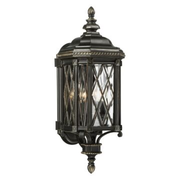 Bexley Manor Four Light Outdoor Wall Mount in Coal W Gold Highlights by Minka Lavery
