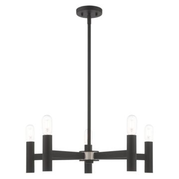 Copenhagen 5-Light Chandelier in Black w with Brushed Nickels
