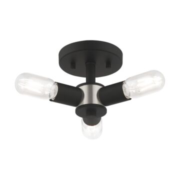 Copenhagen 3-Light Ceiling Mount in Black w with Brushed Nickels