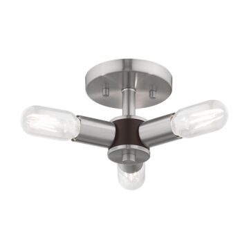 Copenhagen 3-Light Ceiling Mount in Brushed Nickel w with Bronzes