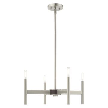 Copenhagen 4-Light Mini Chandelier in Brushed Nickel w with Bronzes