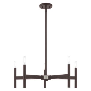 Copenhagen 5-Light Chandelier in Bronze w with Brushed Nickels