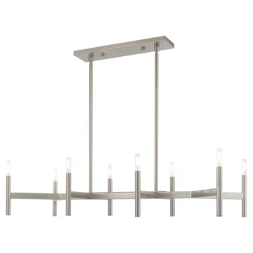 Copenhagen 8-Light Linear Chandelier in Brushed Nickel
