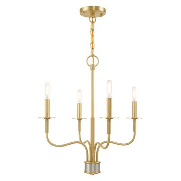 Lisbon 4-Light Mini Chandelier in Satin Brass w with Brushed Nickel