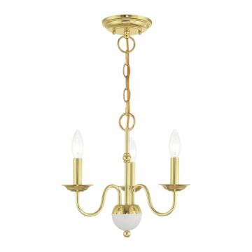 Windsor 3-Light Mini Chandelier in Polished Brass w with White