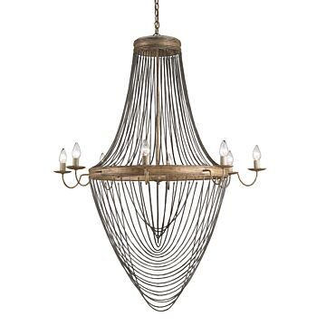 Lucien 8-Light Chandelier in French Gold Leaf with Iron