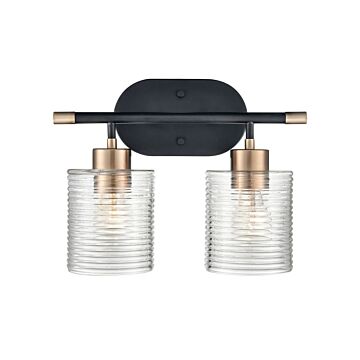 Renitta Two Light Vanity in Matte Black Modern Gold by Millennium