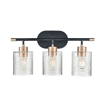 Renitta Three Light Vanity in Matte Black Modern Gold by Millennium