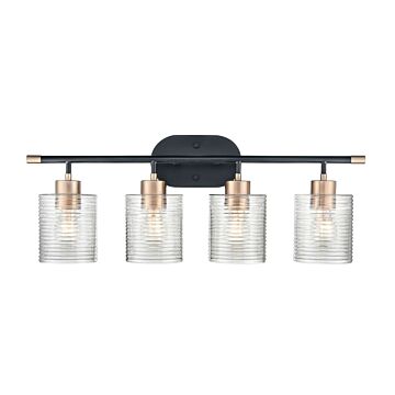 Renitta Four Light Vanity in Matte Black Modern Gold by Millennium
