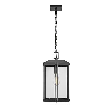 Oakland One Light Outdoor Hanging Lantern in Powder Coated Black by Millennium