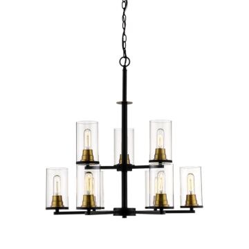 Pasadena Nine Light Chandelier in Matte Black Heirloom Bronze by Millennium
