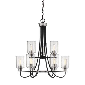 Clifton Nine Light Chandelier in Matte Black Brushed Nickel by Millennium