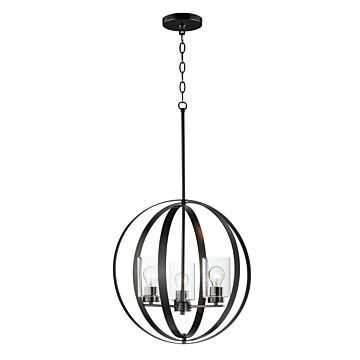 Sentinel Three Light Pendant in Black by Maxim