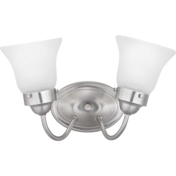 Fluted Glass-Etched 2-Light Bathroom Vanity Light Bracket in Brushed Nickel