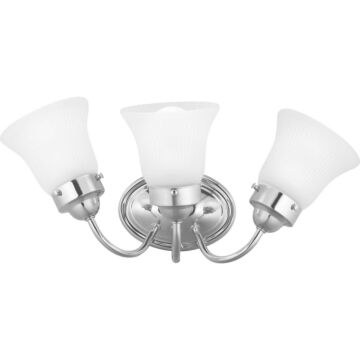Fluted Glass-Etched 3-Light Bathroom Vanity Light Bracket in Polished Chrome