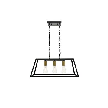 Resolute 3-Light Pendant in brass