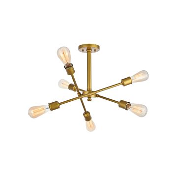 Axel 6-Light Flush Mount in Brass