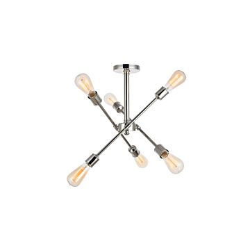 Axel 6-Light Flush Mount in Polished Nickel