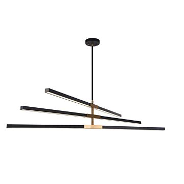 Lineare LED Pendant in Matte Black & Aged Gold Brass by Matteo Lighting
