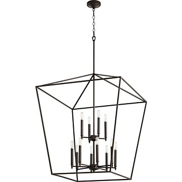 Gabriel 12 Light Entry Pendant in Oiled Bronze by Quorum International