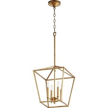 Gabriel Four Light Entry Pendant in Gold Leaf by Quorum International