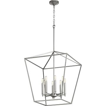 Gabriel Eight Light Entry Pendant in Classic Nickel by Quorum International