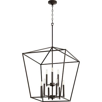 Gabriel Nine Light Entry Pendant in Oiled Bronze by Quorum International