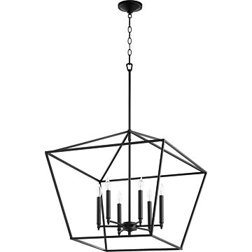 Gabriel Six Light Chandelier in Textured Black by Quorum International