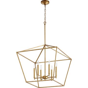 Gabriel Six Light Chandelier in Gold Leaf by Quorum International