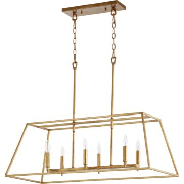 Gabriel Six Light Pendant in Gold Leaf by Quorum International