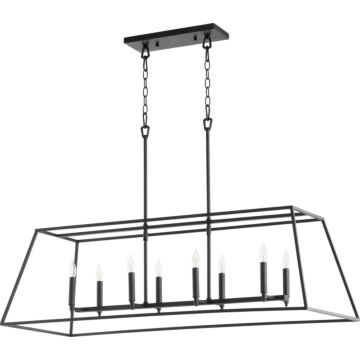 Gabriel Eight Light Pendant in Textured Black by Quorum International