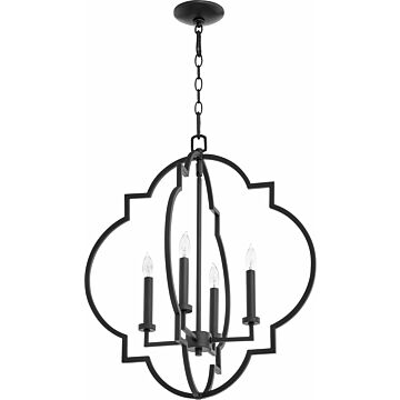 Dublin Four Light Entry Pendant in Textured Black by Quorum International