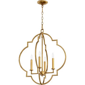 Dublin Four Light Entry Pendant in Gold Leaf by Quorum International
