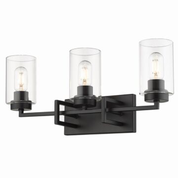 Tribeca BLK Three Light Bath Vanity in Matte Black by Golden