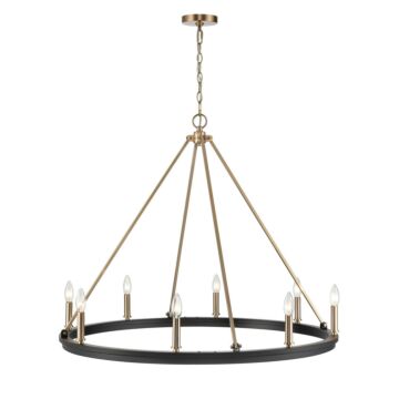 Carruth Eight Light Chandelier in Matte Black Modern Gold by Millennium