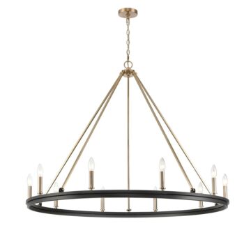 Carruth Ten Light Chandelier in Matte Black Modern Gold by Millennium